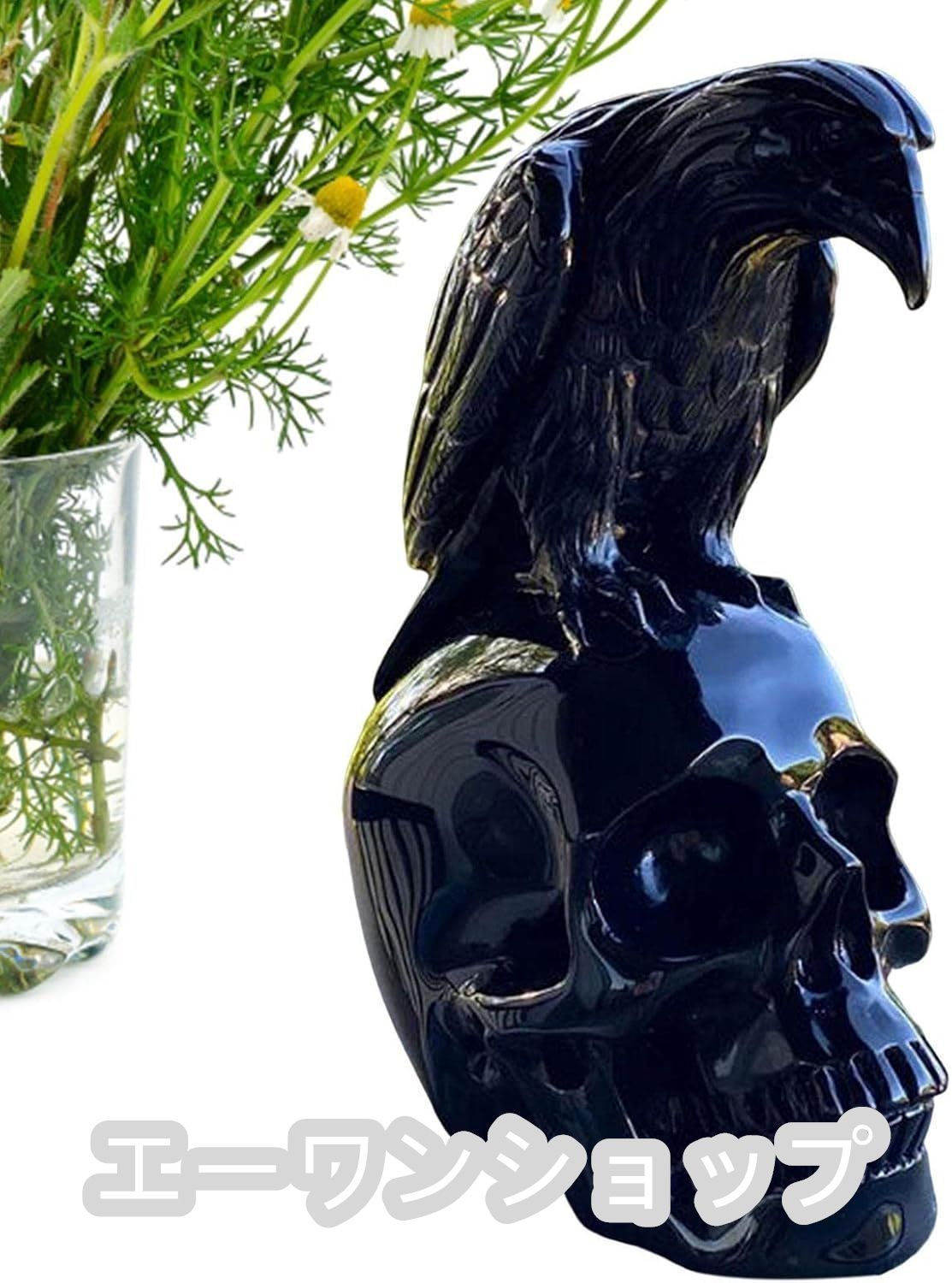 カラス ガイコツ ドクロ 頭蓋骨 インテリア 装飾 置物 ハロウィン ハロウィーン 仮装 パーティー スケルトン 不気味 レイヴン ホームデコレーション, image size:1113x1500