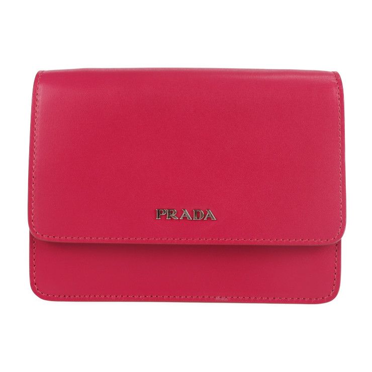 PRADA プラダ ショルダーバッグ BT1031 ボックスカーフ PEONIA バッグ ショルダーウォレット ポシェット ピンク系 【本物保証】 -  メルカリ