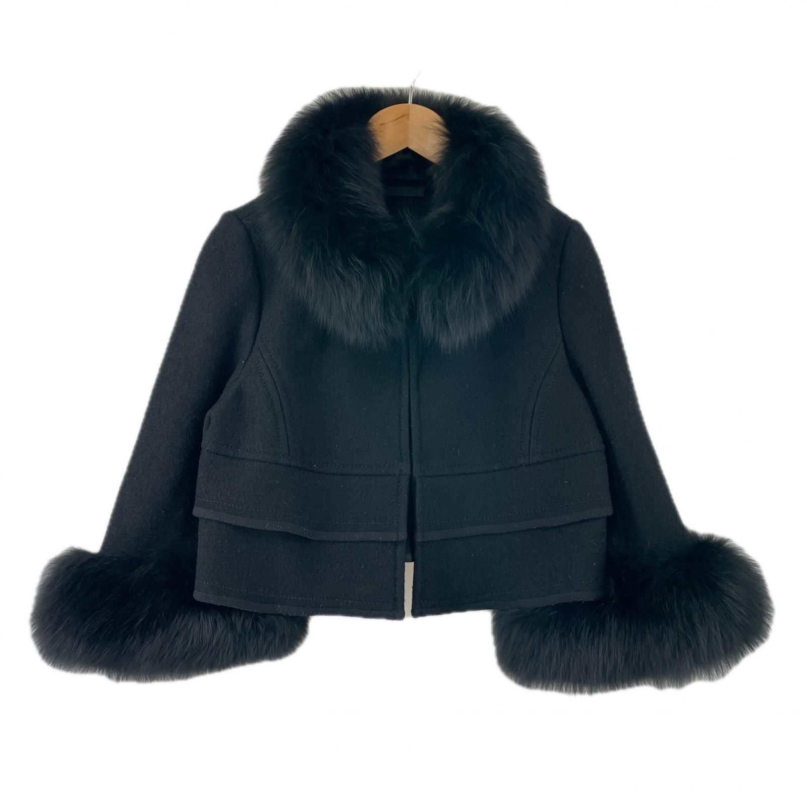 トゥービーシック TOBECHIC カシミア ポンチョ ラビットファー グレー 美品 TO BE CHIC トゥービーシック 無地 秋冬 AW ファー
