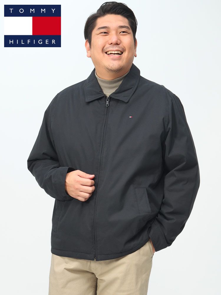 ジャケット 大きいサイズ メンズ 裏キルティング フルジップ ブルゾン 中綿 ブラック ベージュ 1XL 2XL TOMMY HILFIGER トミーヒルフィガー ブラック