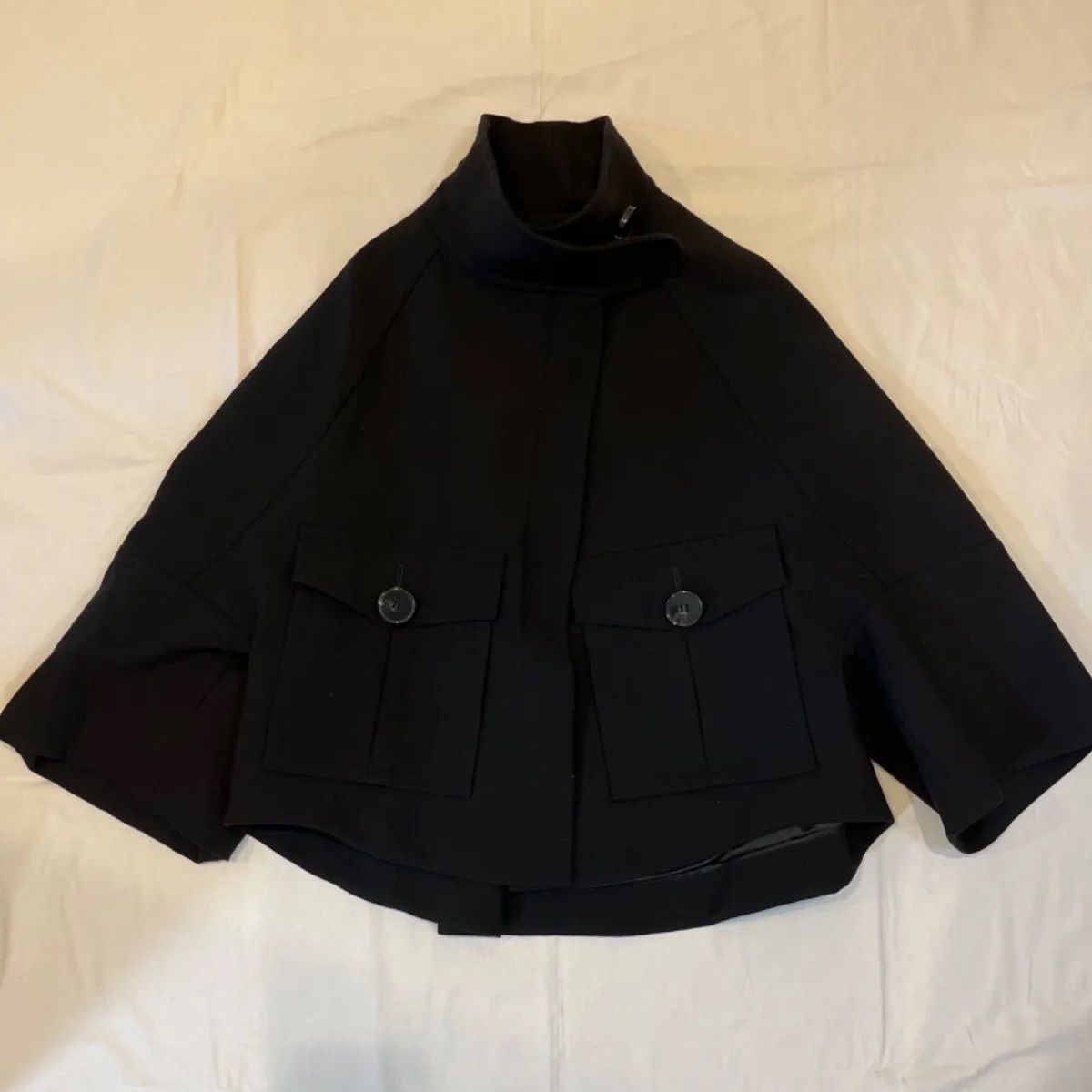 z851【美品】Theory セオリー ポンチョ風コート カープコート ブラック