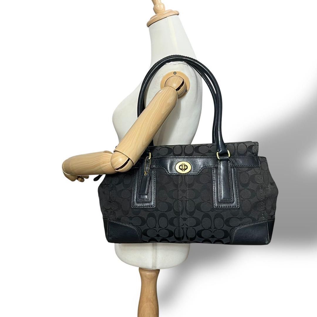 4994 COACH コーチ ハンドバッグ シグネチャー レザー ブラック