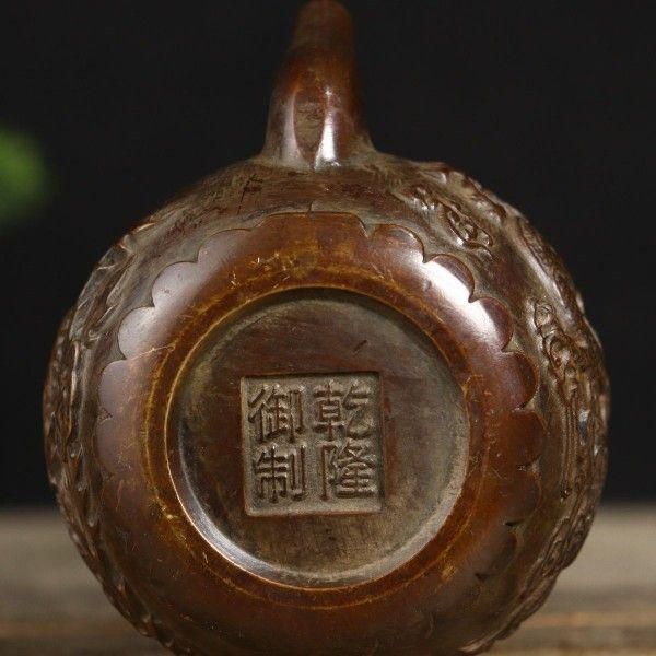 銅 細工 龍鳳提梁徳利 茶壺 茶道具 装飾品 工芸品 美術品 置物 銅 細工 龍鳳提梁徳利 茶壺 茶道具 装飾品 工芸品 美術品 置物