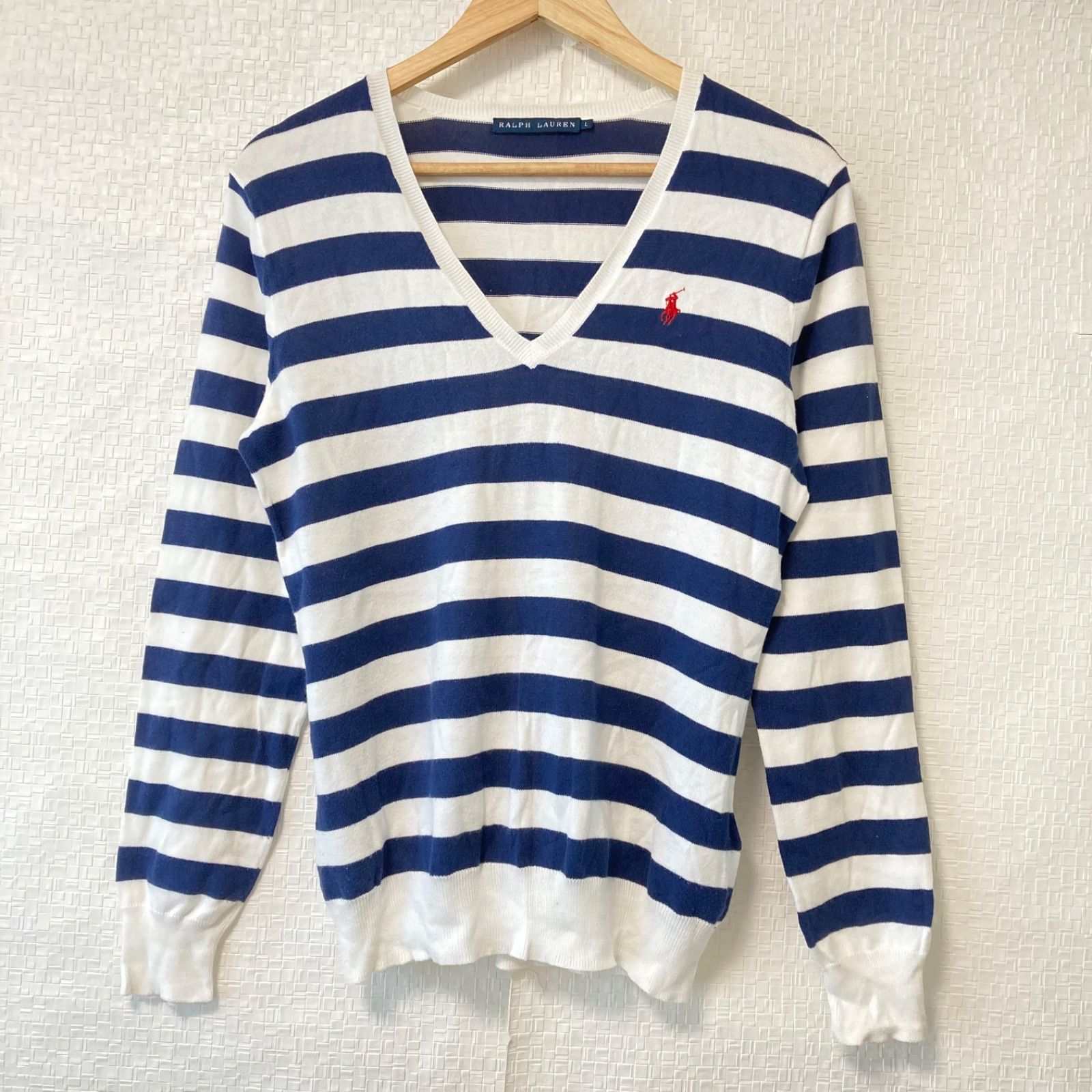 w^)b RALPH LAUREN ラルフローレン コットン100% Vネック ニット