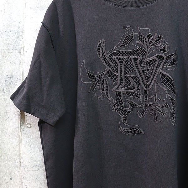 【広尾店】 ルイヴィトン Louis Vuitton LVヴェジェトゥルレースエンブロイダリー Tシャツ コットン100％ グレー Size:XXL  【14414】