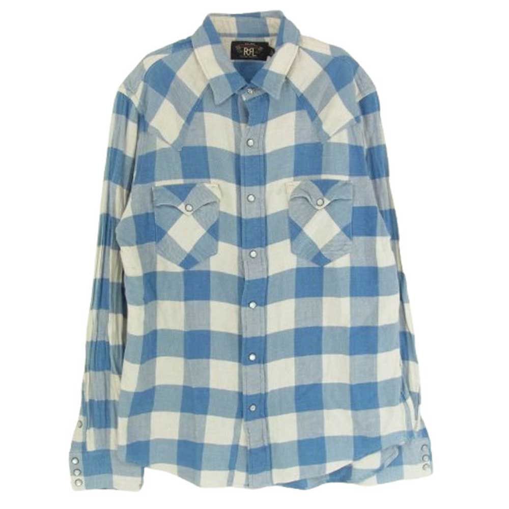 RRL ダブルアールエル 加工 ネル チェック ウエスタン シャツ ライト
