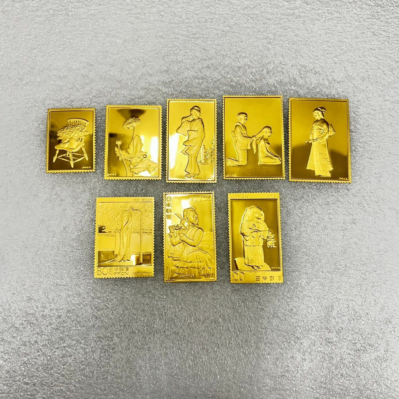 切手モチーフ 純銀金張 46枚 純銀 3枚 まとめ売り 300g越え