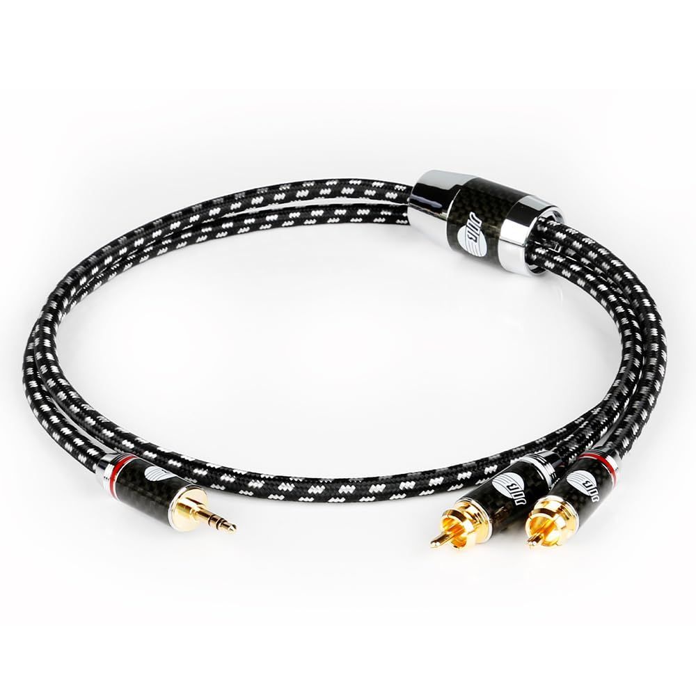 セール 車などに対応|1m テレビ パソコン スマホ 高耐久性構造 2RCAオス - 3.5mmオス ステレオミニプラグ オーディオケーブル 2RCA to 3.5mm Hi-Fi JIB