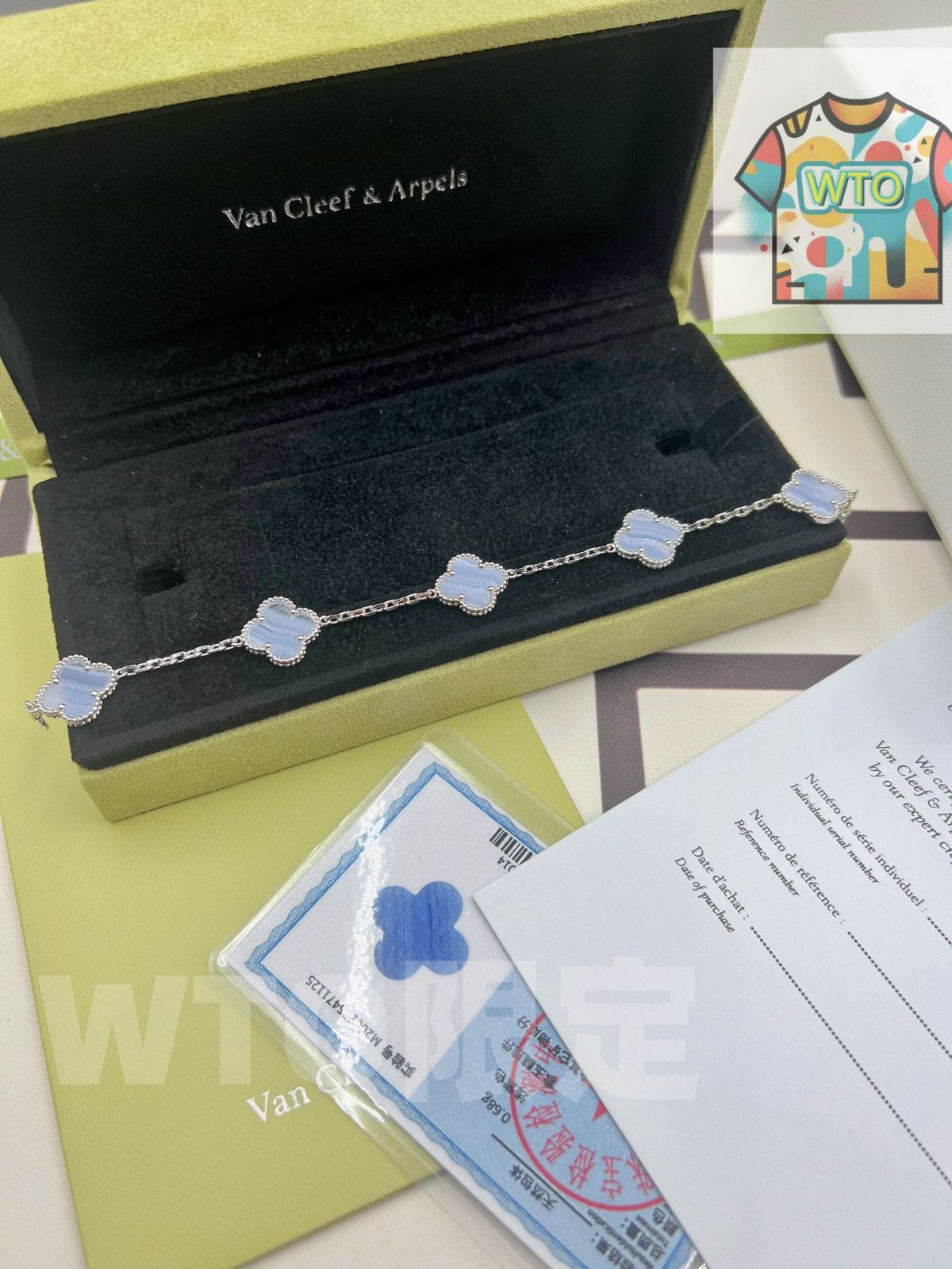 クローバーブレスレット　カルセドニー ヴィンテージ アルハンブラ ブレスレット、5モチーフ 18K