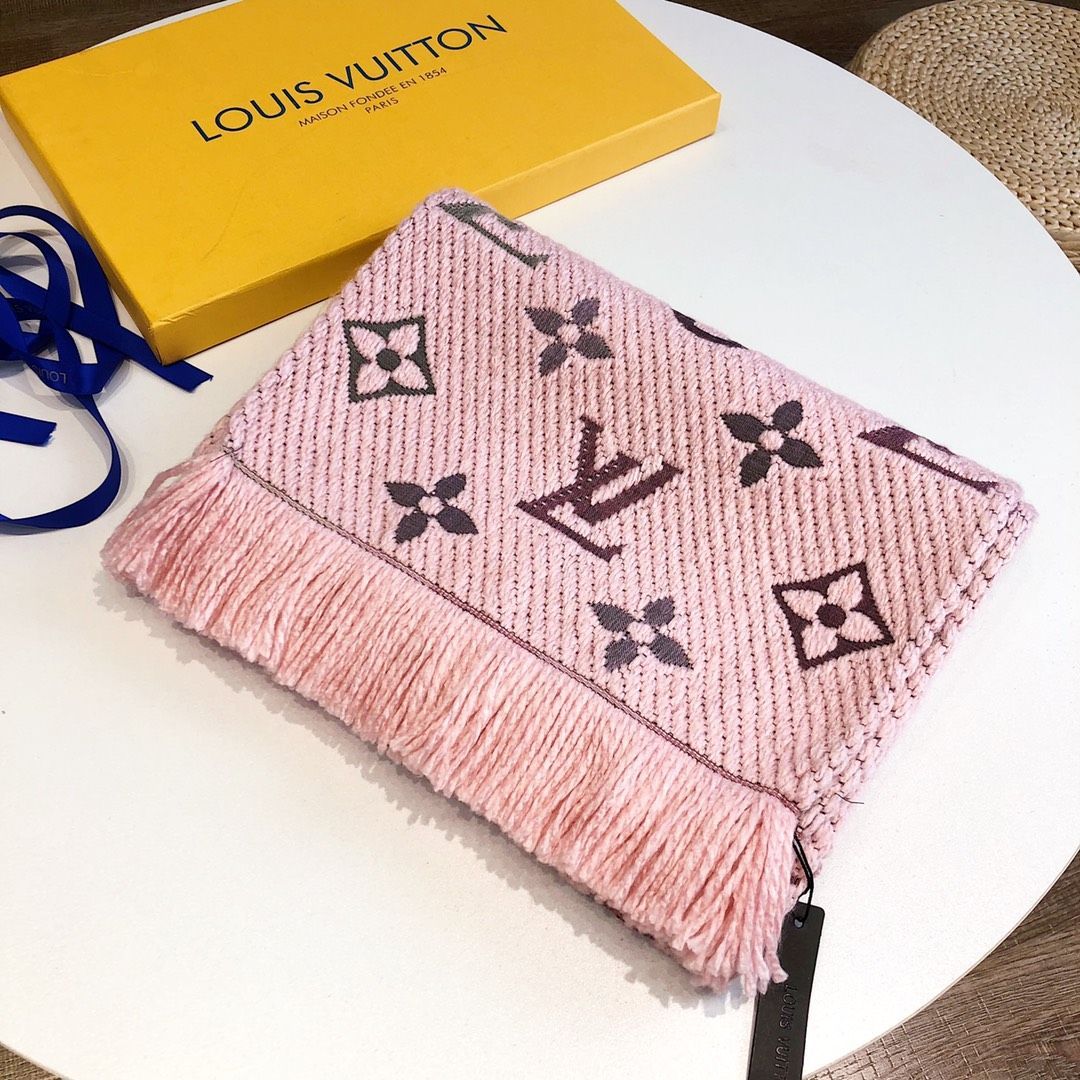 極美品】ルイヴィトン LOUIS VUITTON マフラー ピンク - メルカリ 