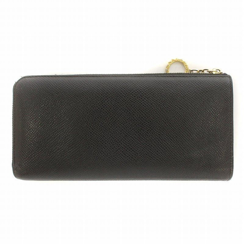 ブルガリ BVLGARI 長財布 ウォレット レザー L字ファスナー 黒
