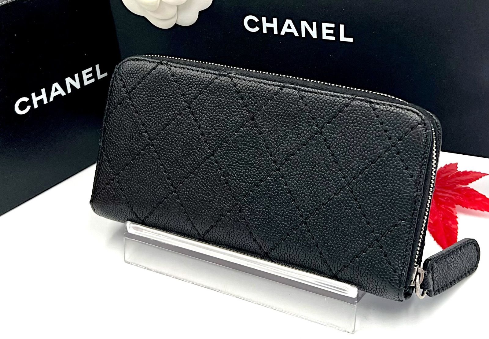 CHANEL シャネル マトラッセ キャビアスキン ラウンド長財布 CHANEL シャネル マトラッセ キャビアスキン ラウンド長財布