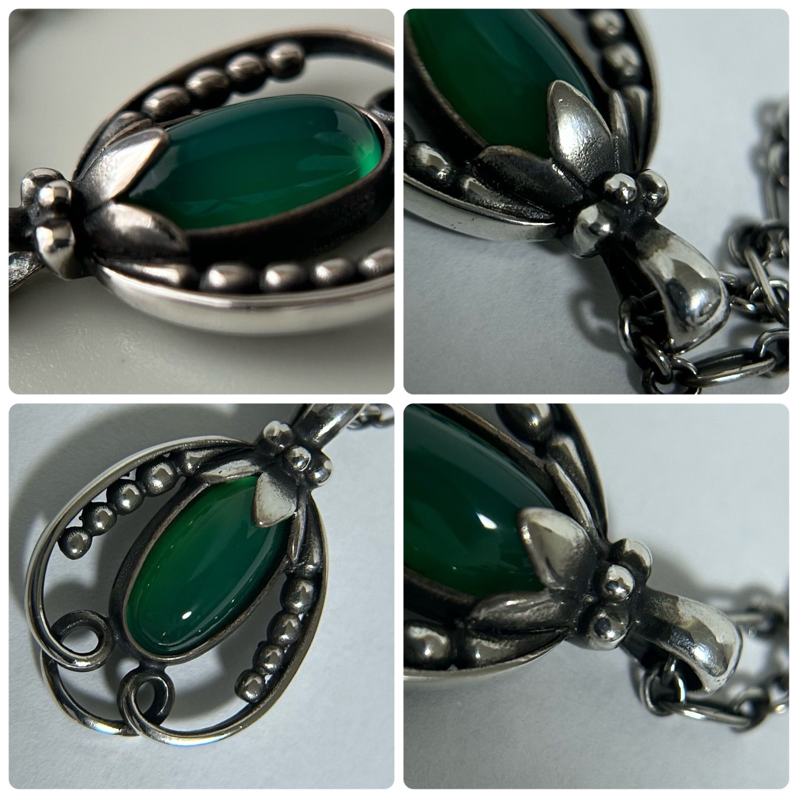 ジョージジェンセン 1990 グリーン アゲート チェーン ネックレス