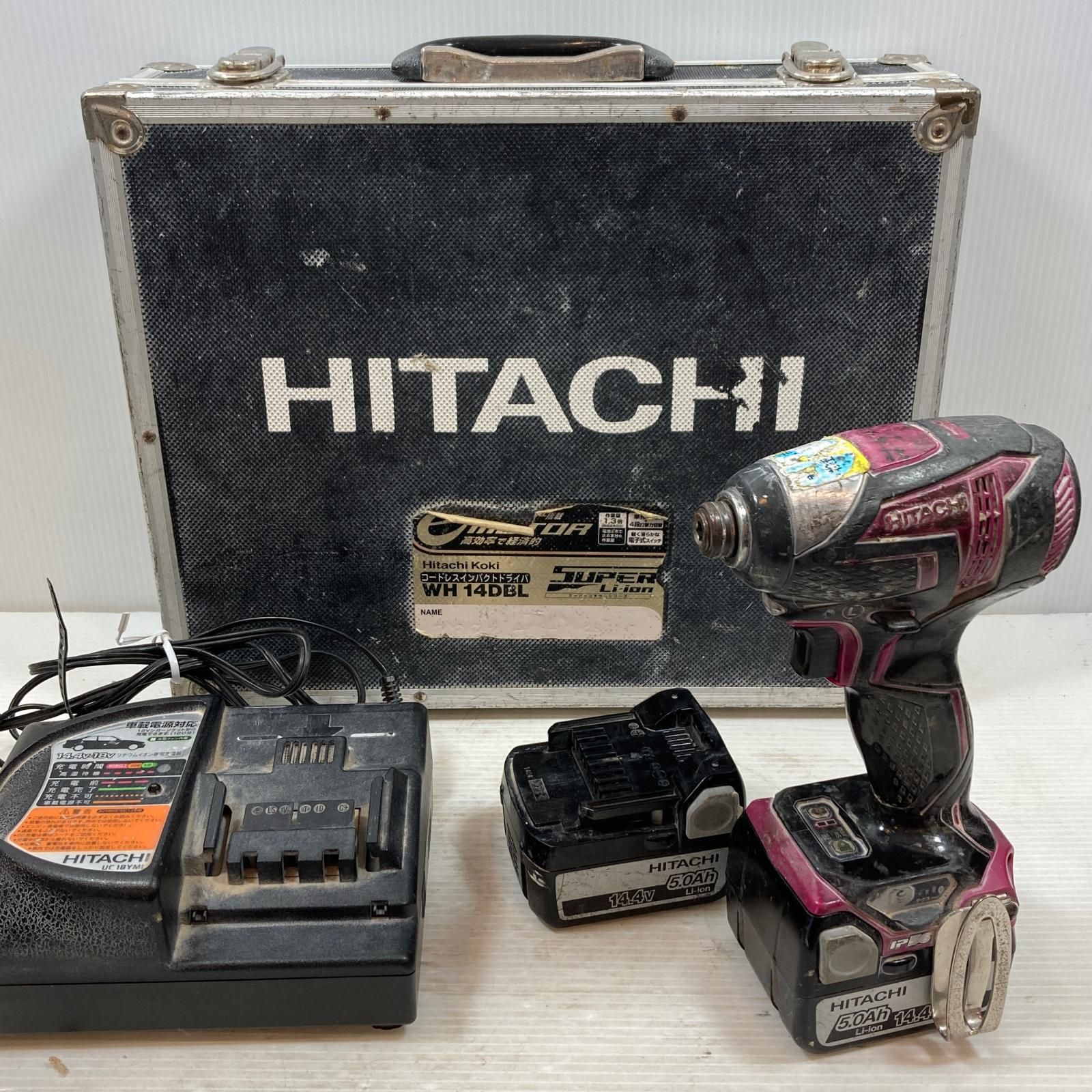 κκHITACHI 日立 締め付け工具 インパクトドライバ コードレス式 14.4v 030692 WH14DDL パープル×ブラック