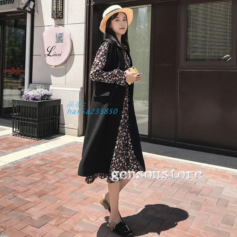 ミモレ丈 ロングベスト ジレ レディース 春夏 トップス 重ね着 オフィス ジレンチ 前開き スーツベスト ノースリーブ 羽織り カジュアル ロングコート hax 5 a 235850