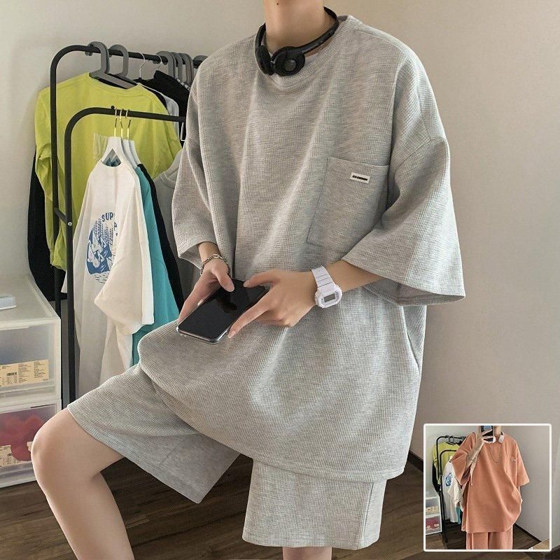 【6色展開】上下セット セットアップ Tシャツ ハーフパンツ 半袖 メンズ 夏 ルームウェア 部屋着 ゆったり 大きいサイズ メンズファション カジュアル