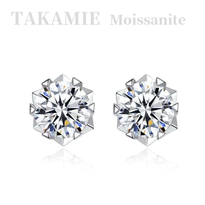 モアサナイト 6本爪 ピアス 0.5ct×2 シルバー925 両耳用 スタッド