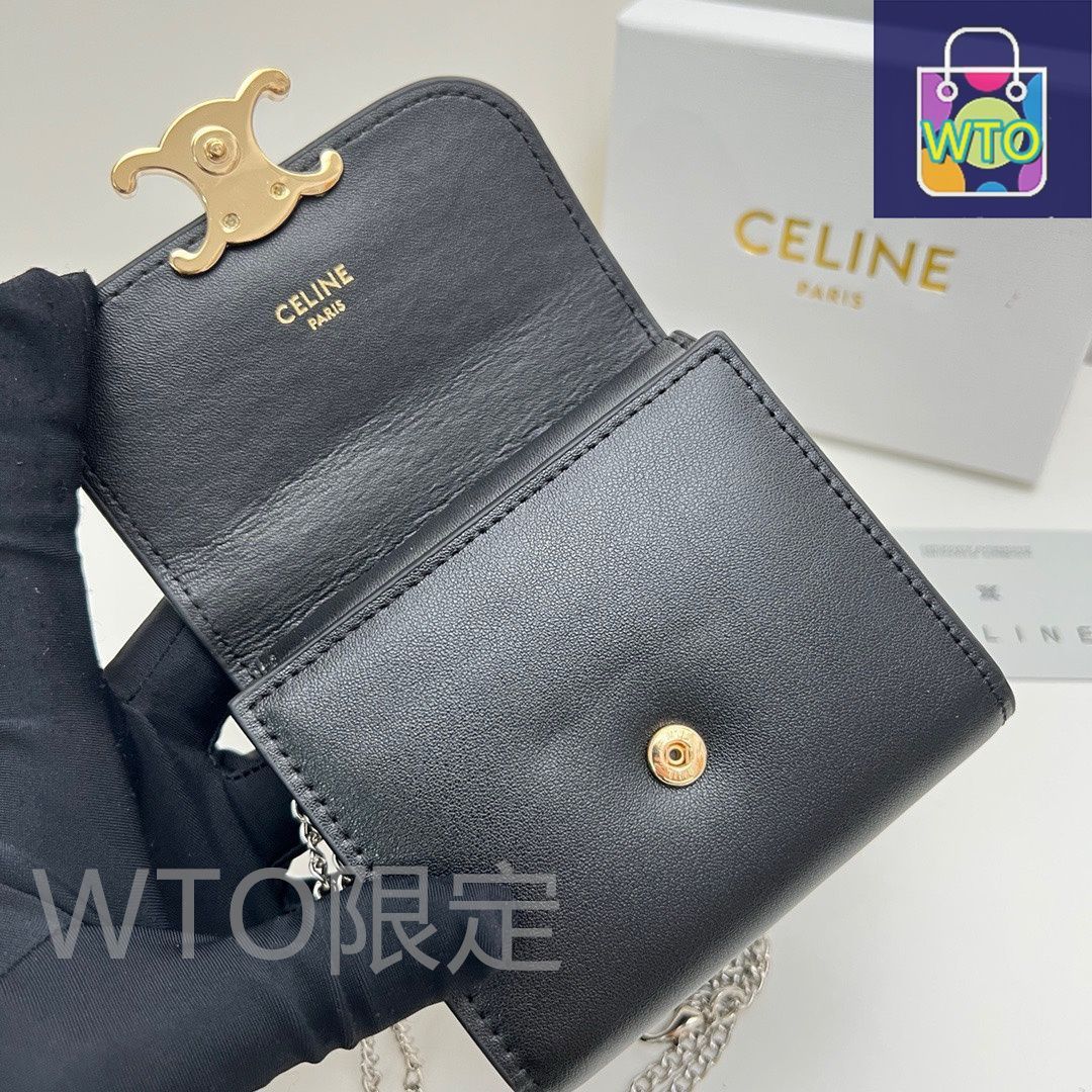本日限定】?Celine トリオンフ チェーンウォレット 10783 ? 高級本革