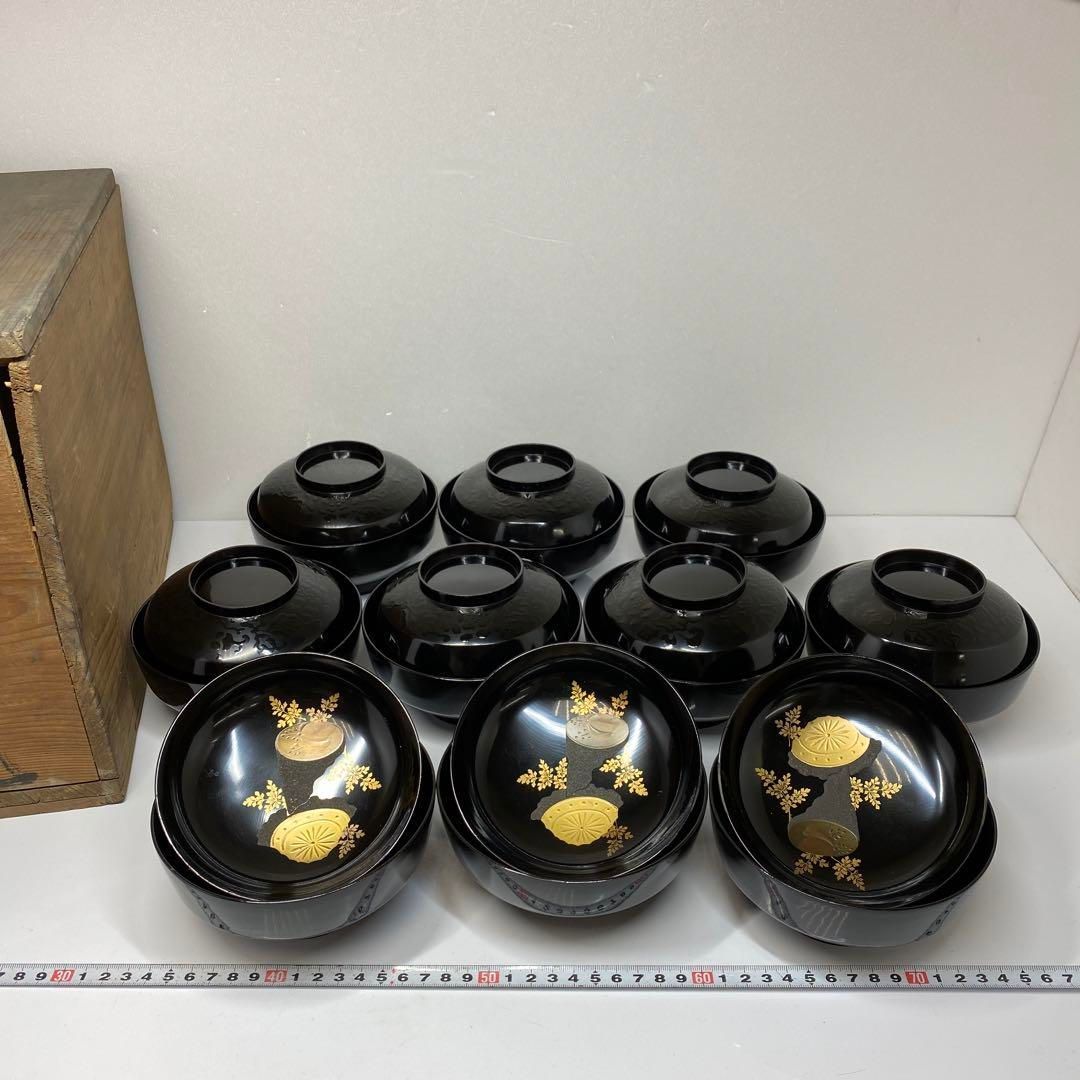 時代 蒔絵 煮物椀 10客 幅約13.5㎝ 東さ5-1024④