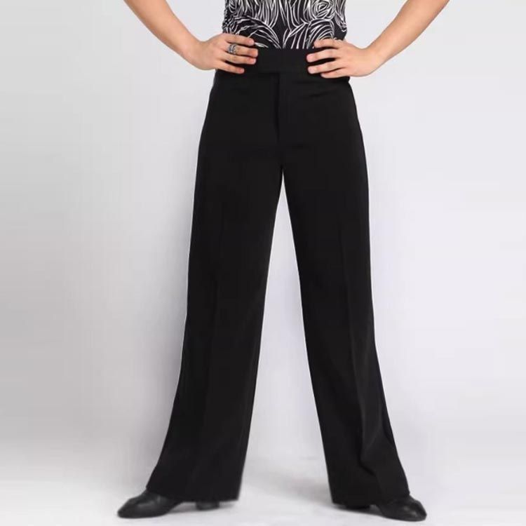 社交ダンスパンツ メンズ ダンスパンツ 男性用 モダンダンス ラテン 練習 パンツ ダンスウェア レッスン着 競技用 スラックス 黒 サイドライン 初級者 eason703