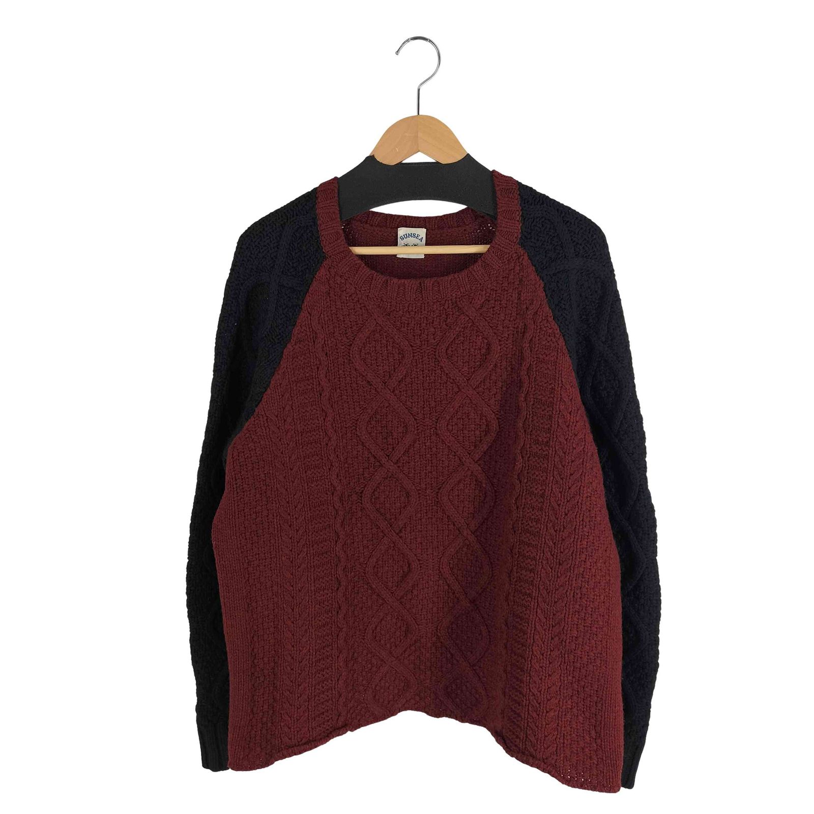 SUNSEAカシミヤニット サンシー SUNSEA 12AW カシミヤ混 バイカラー フィッシャーマン ニット