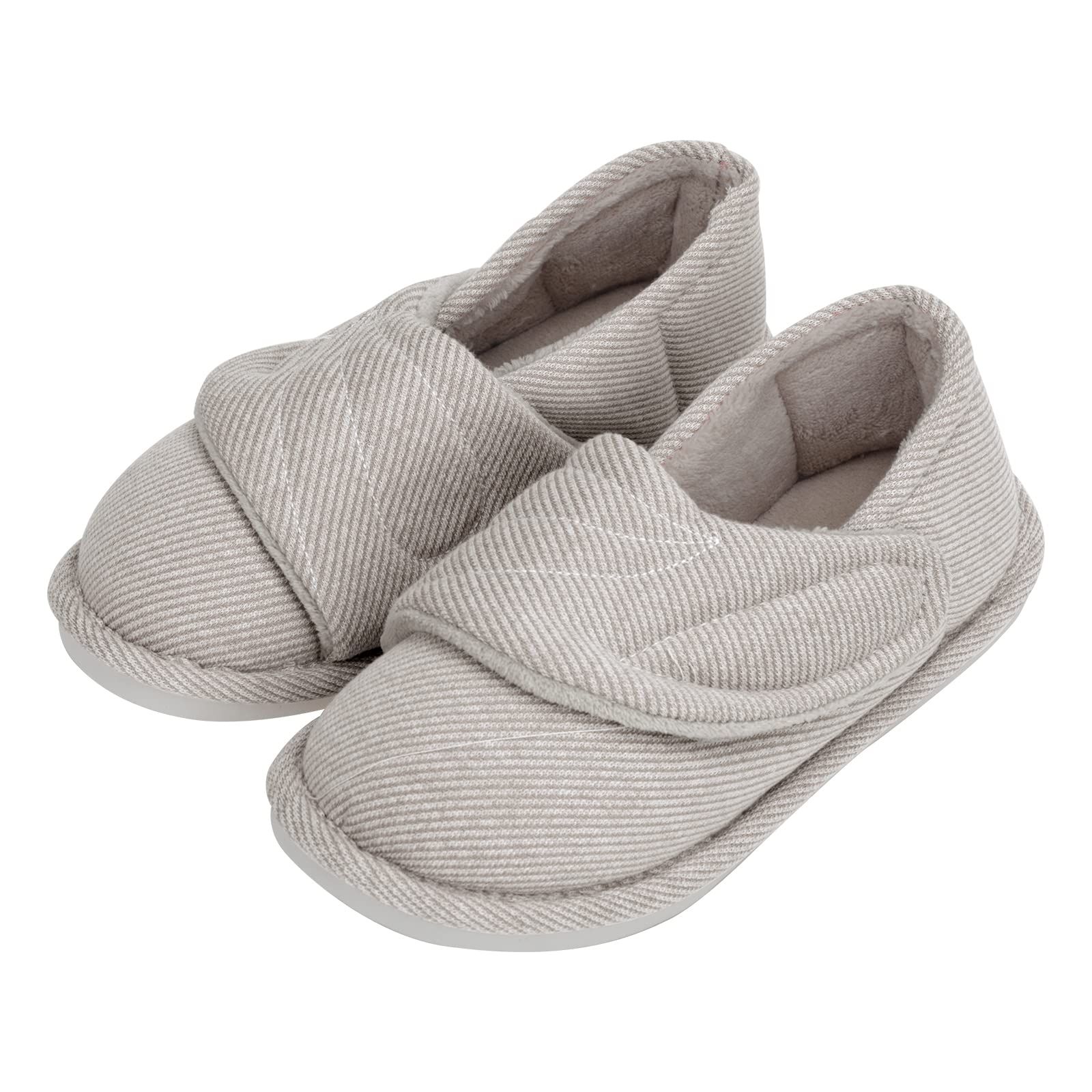 人気商品 Folove ルームシューズ レディース あゆみ 介護シューズ 室内外 ボアスリッパ 妊娠靴 履きやすい ルームシューズ 幅広 滑り止め 高齢者シューズ 転倒防止 ゆったり 老人介護シューズ 暖かい 介護靴 マジックテープ グレー 約24~24