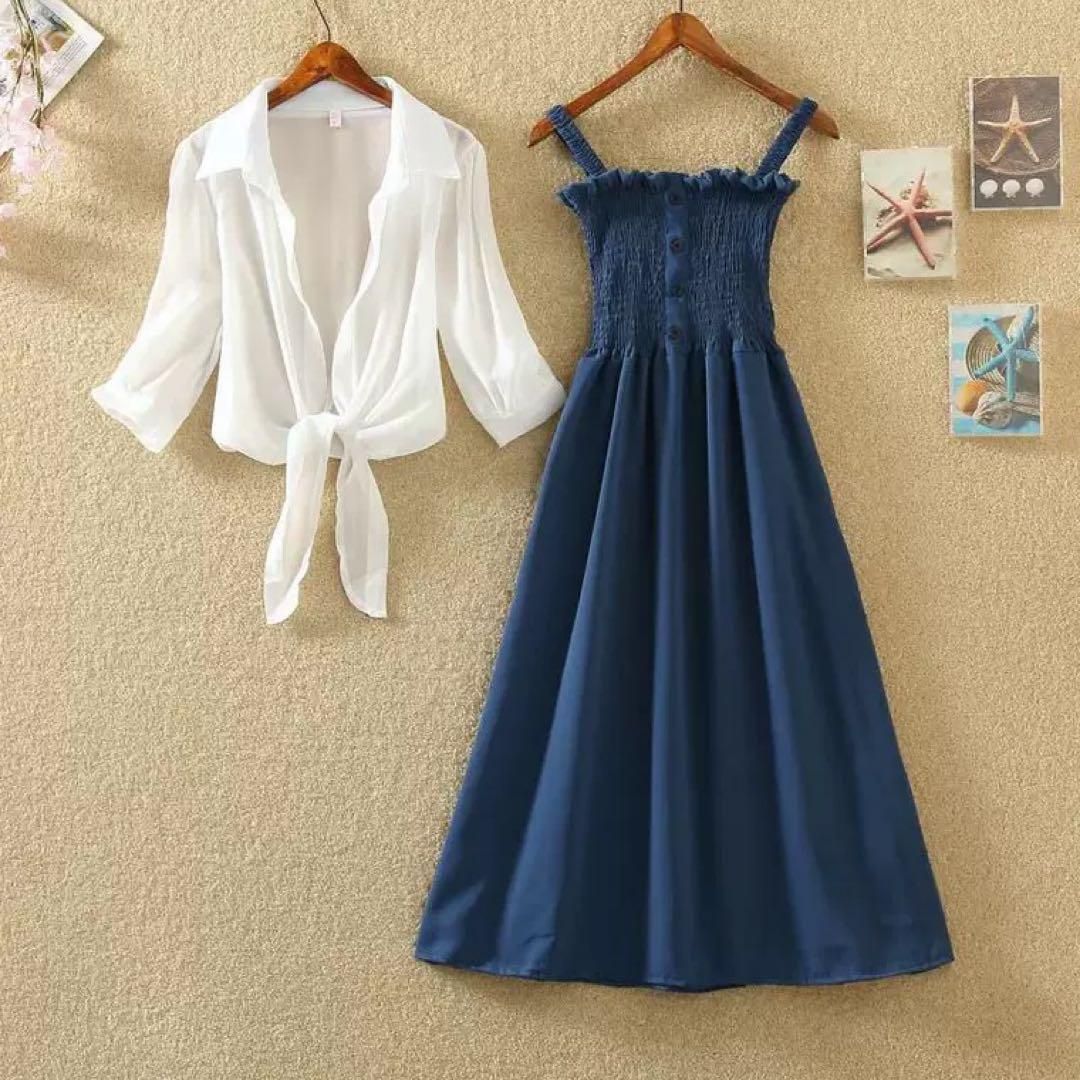 夏のお出かけにぴったり ロング丈ゆったりキャミワンピース 夏のお出かけにぴったり ロング丈ゆったりキャミワンピース