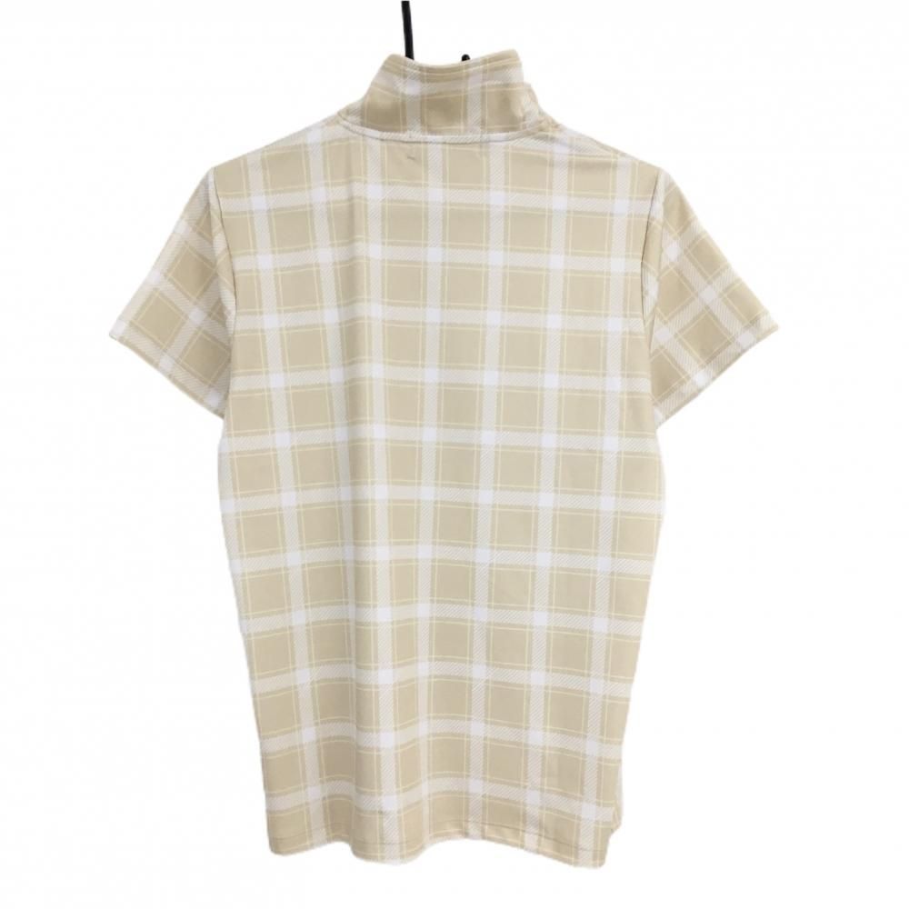 け10●adabat 半袖ハイネックシャツ L 未使用品ライトグリーン 超美品】アダバット 半袖ハイネックシャツ ベージュ×白 チェック
