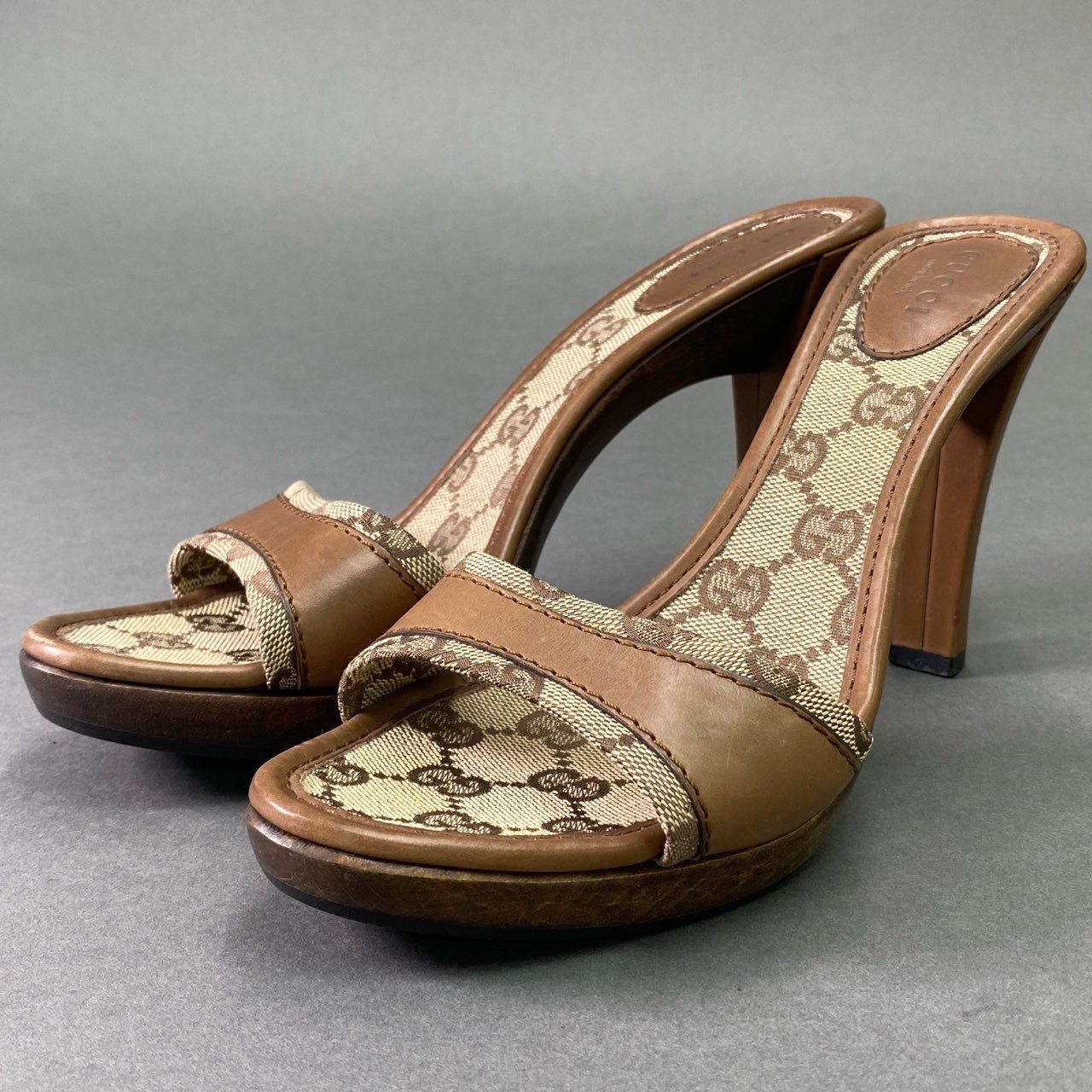 ⭐️ レア　Gucci モノグラム ハイヒールミュール　36（23cm） gucci ハイヒールサンダル