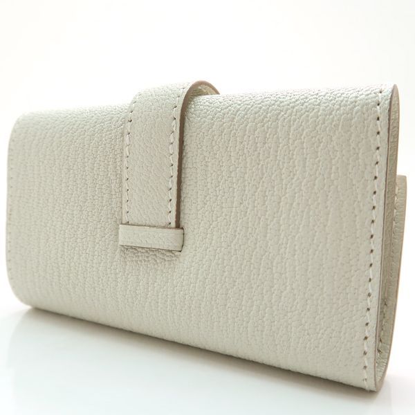HERMES ベアン キーケース 4連 シェーブル ホワイト系 SV金具 新品同様