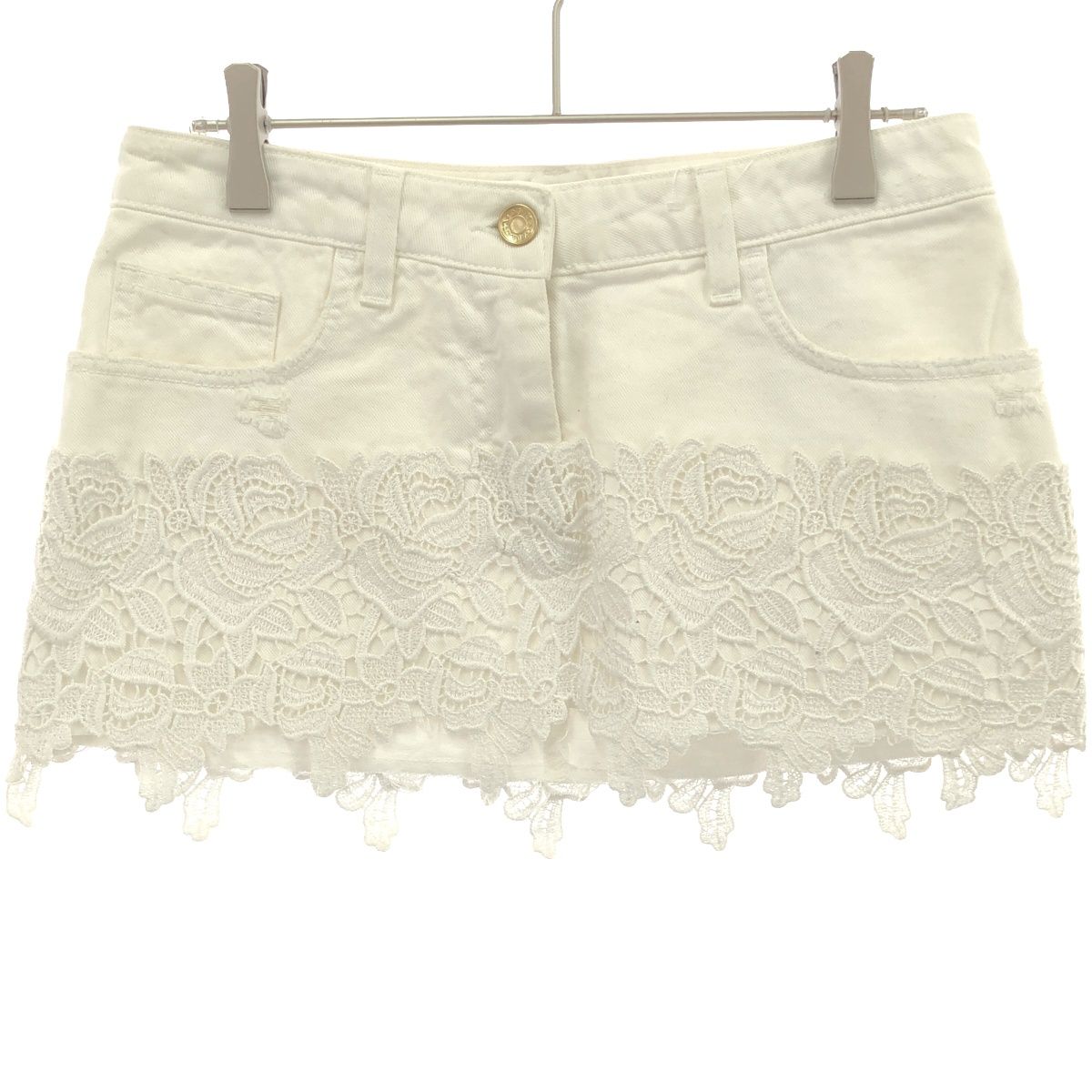 DOLCE&GABBANA ドルチェ＆ガッバーナ レースドッキングデニムスカート  