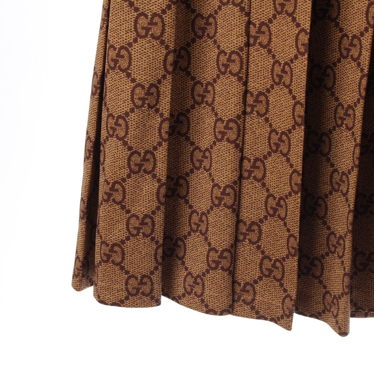 グッチ コットン GGテクニカル ジャージ プリーツ ロング スカート  