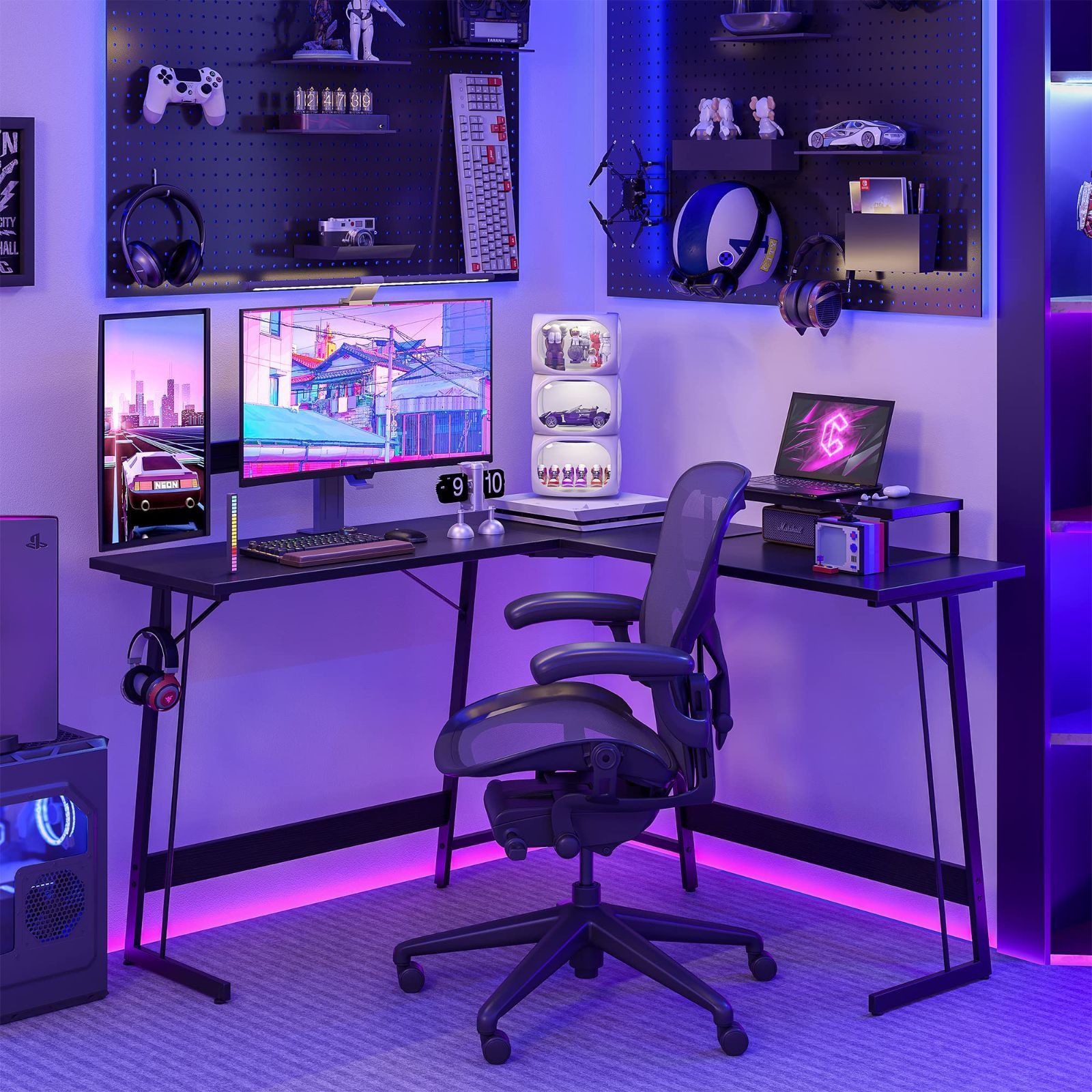 際立った 在庫セール CubiCubi L字デスク 幅120cm*120cm ゲーミングデスク モニター台付き 組み立て簡単 安定性 一人暮らし テレワーク PCデスク パソコンデスク 在宅勤務 ブラック ファッション情報