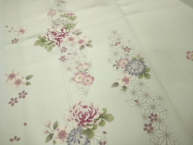 平和屋本店□極上 松田聖子 SEIKOMATSUDA 訪問着 乱菊 薄い白緑色地