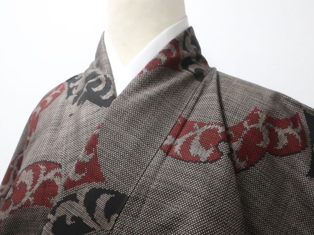 大島紬　セットアップ　ビスチェ×スラックス　着物リメイク　枝花文様　黒×緑 long＊松葉色×江戸紫×香色＊格子 チェックリサイクル紬着物 A571