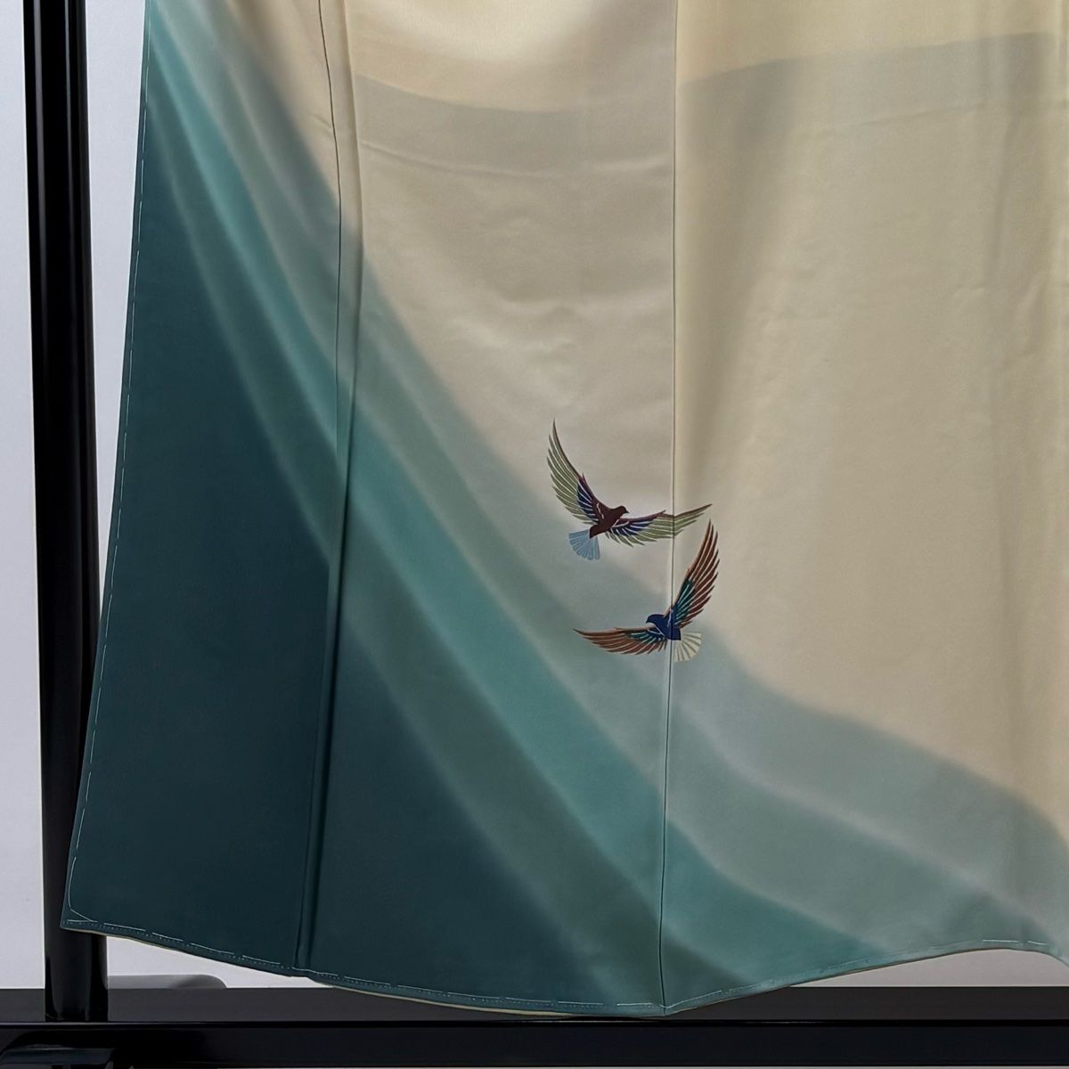 付下げ 身丈154.5cm 裄丈65cm M 袷 斉藤三才 鳥 染め分け ぼかし 付下げ 身丈154.5cm 裄丈65cm M 袷 斉藤三才 鳥 染め分け ぼかし