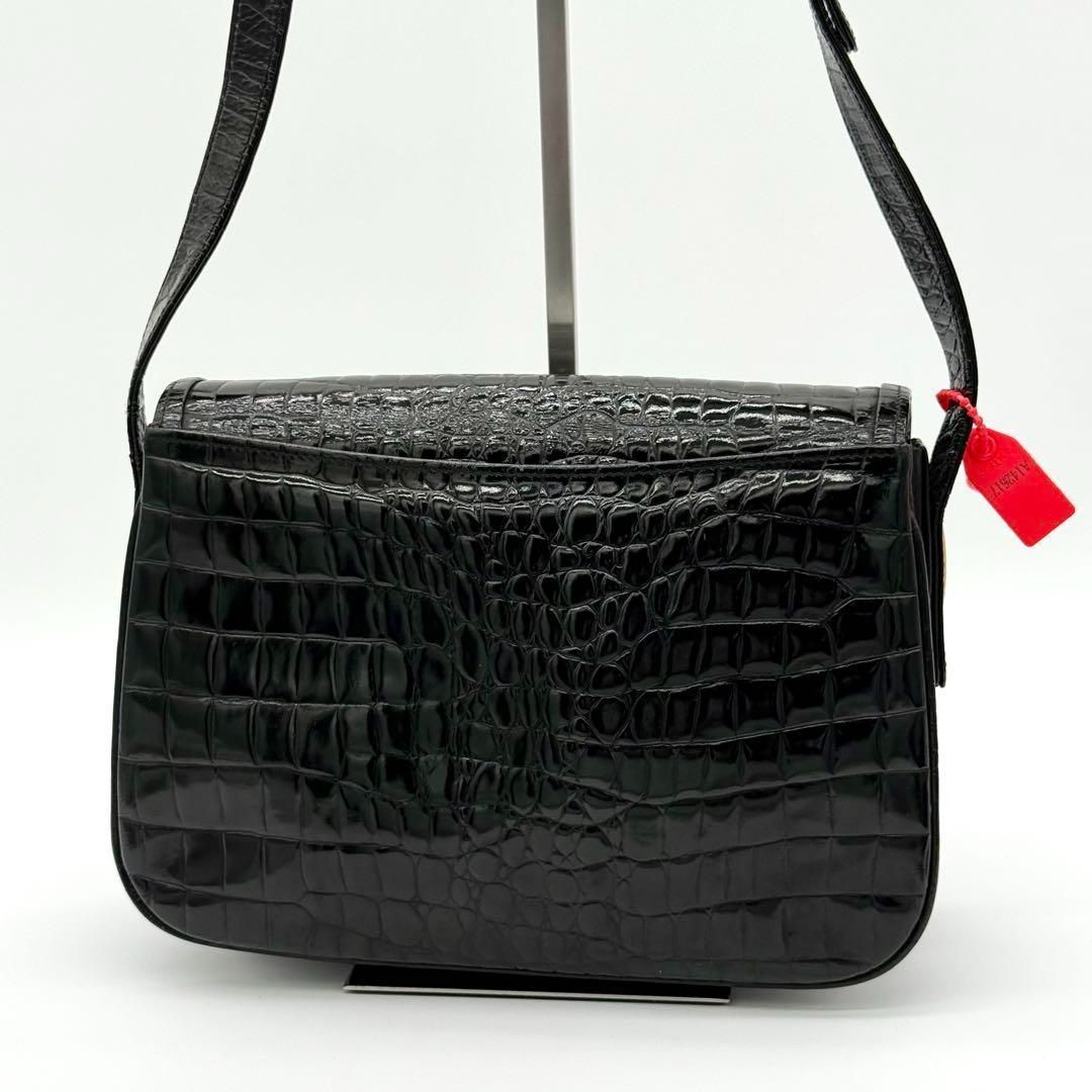 良品】CELINE クロコ型押し 馬車金具 セミショルダーバッグ ブラック