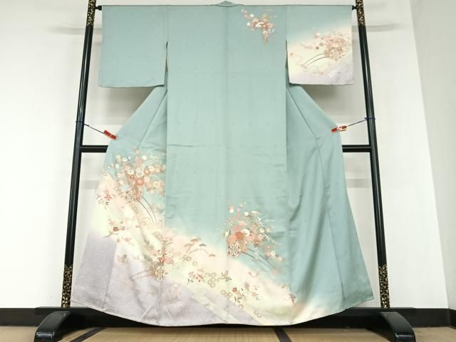 平和屋着物■訪問着　草花文　暈し染め　正絹　逸品　AAAS7634jd