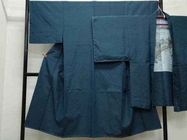 平和屋着物●男性 紬 アンサンブル 褐返色 正絹 ♥ CAAY2802vf
