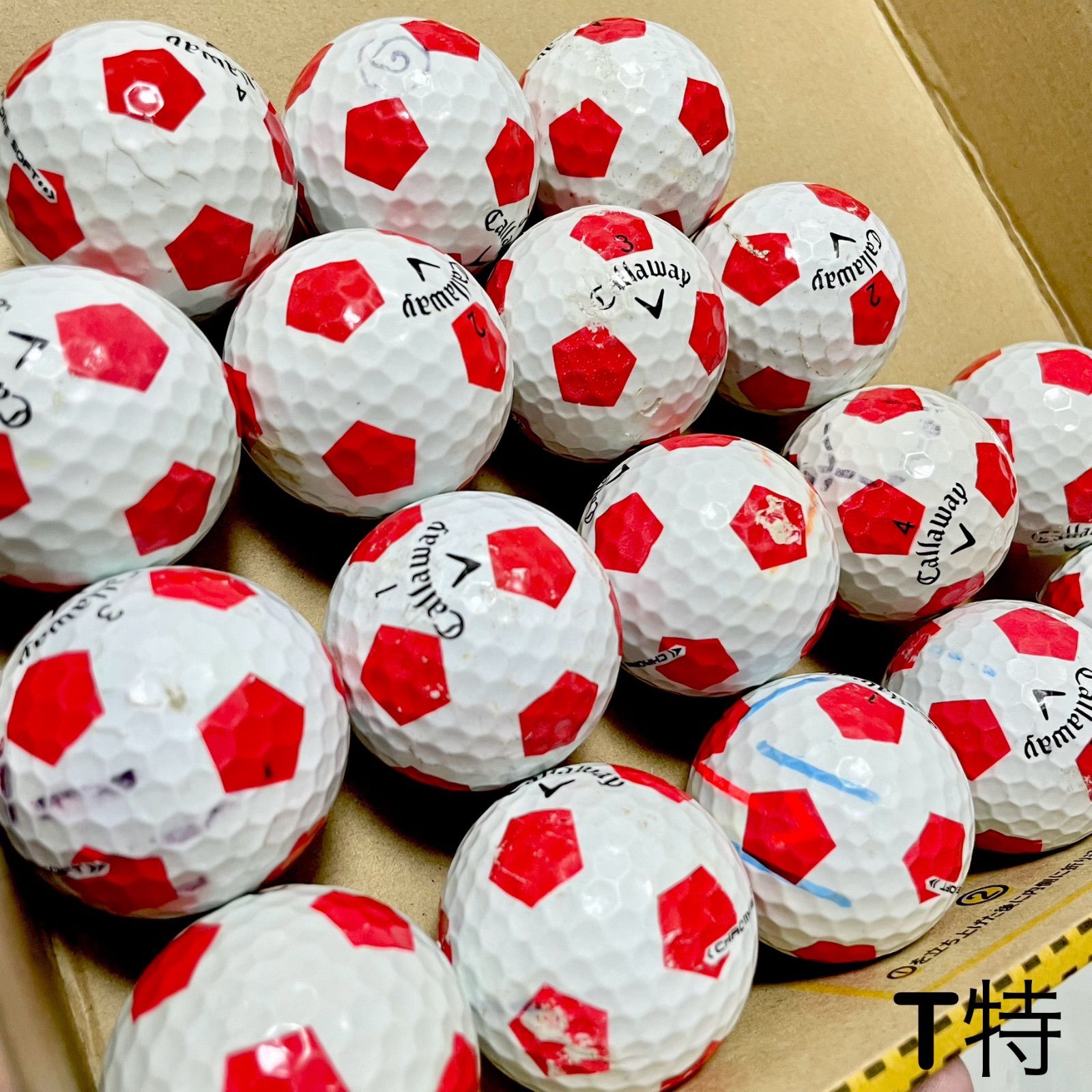 キャロウェイ ゴルフボール クロムソフト サッカーボール柄 レッド 1