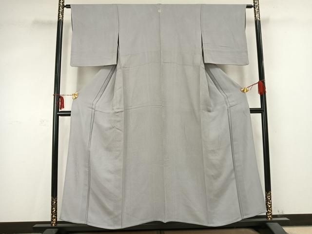 平和屋着物 上質な色無地 単衣 鹿の子地紋 白鼠色 正絹 AABC0534fy