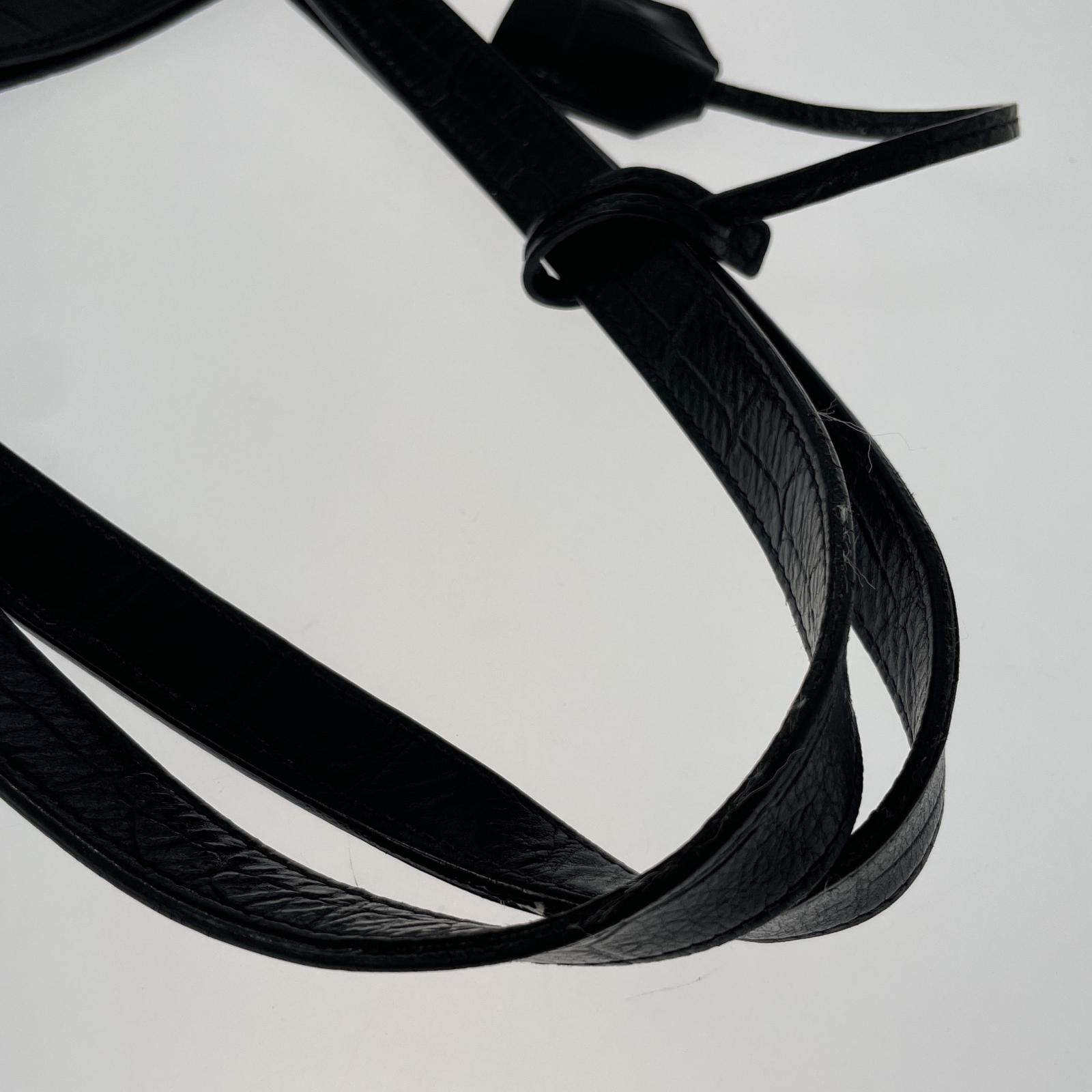 SAINT LAURENT サンローラン クロコ型押しトートバッグ/ブラック