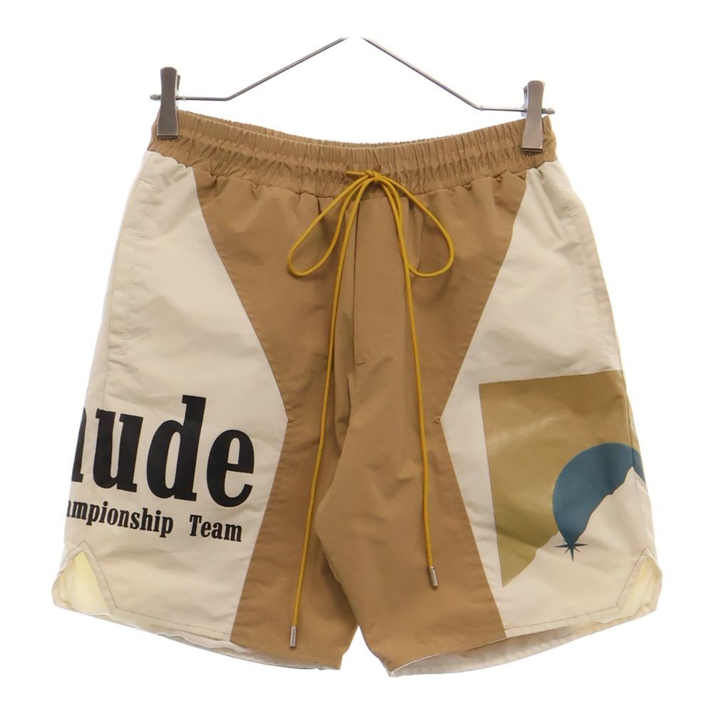 RHUDE ルード フロントロゴプリント ヨッティング スイム ショーツ ショート ハーフパンツ ベージュ|ホワイト