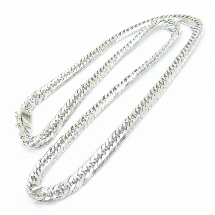 喜平ネックレス Pt850プラチナ 8面 トリプル 46.5cm 45.8g/76090【中古  