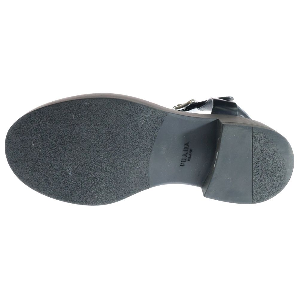 夏セール開催中。 PRADA プラダ Sandals トライアングルロゴ フィッシャーマン レザーサンダル ブラック 2X3084