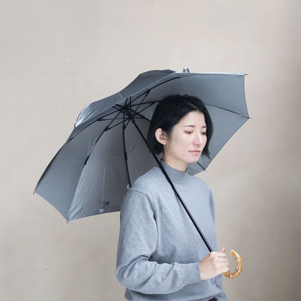 CINQ 折りたたみ雨傘｜グレー ブラック ローズピンク UV加工 日傘にも可 シンプル 日本製 持ち手 木製 竹製 クラシック CINQ 折りたたみ雨傘 1点 ｜グレー ブラック ローズピンク UV加工 日傘