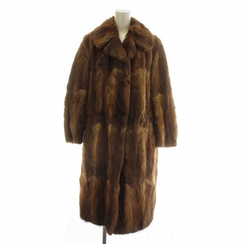 毛皮コート ブラウン系 sankyo shokai [5%offクーポン]ラビット ダブルフェイス ロング