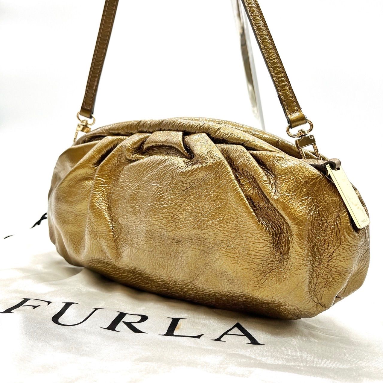 FURLA フルラ ショルダーバッグ ピンクベージュ ゴールド金具｜Yahoo