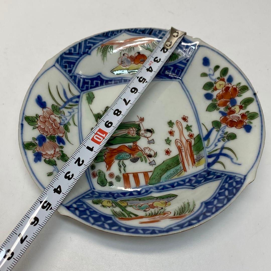 中国古玩　南京赤絵人物画　中皿5枚　直径14.9cm 東H6-0328①タエサ 中国古玩 南京赤絵人物画 中皿5枚 直径14.9cm 東H6-0328①タエサ