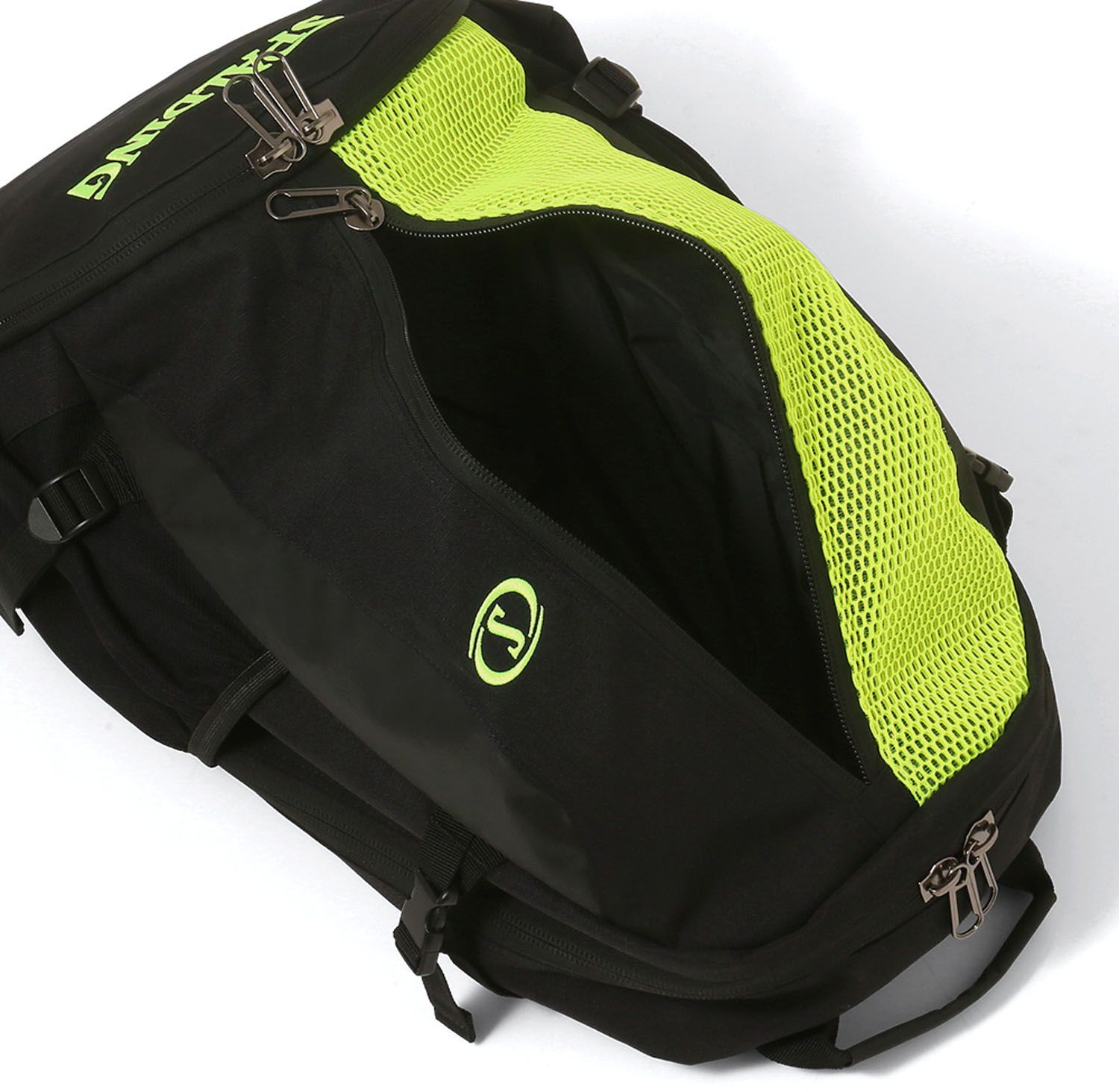 スポルディング SPALDING バスケット ケイジャー cager ブリーズ ブラック×ライムグリーン 40-017LG バスケットボール バスケ バッグ バックパック 室内球技 通学 部活 運動部  40017LG スポルディング SPALDING バスケット ケイジャー cager ブリーズ